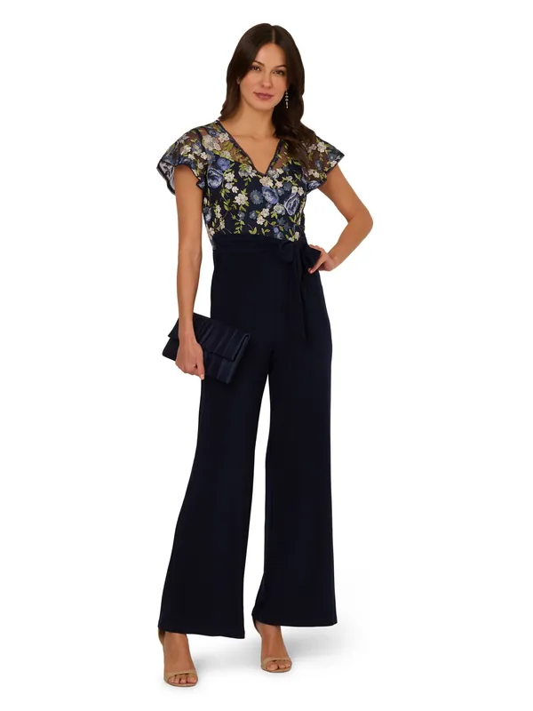 Embroidered Combo Jumpsuit - Adrianna Papell