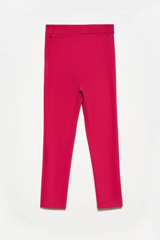 High-Waist Straight-Leg Cotton Trousers