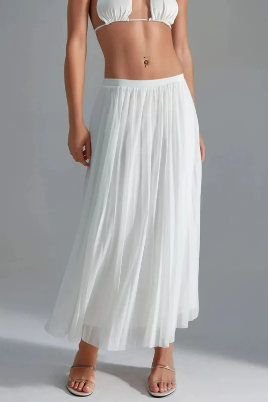 Mid Waist Tulle Maxi Skirt - Busem