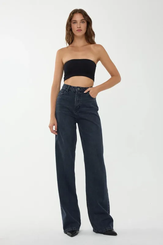 High Waist Straight Leg Jeans - Hiccup