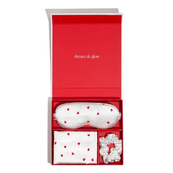 Silver Cloud Silver Ion Infused Satin Gift Set Heart Print