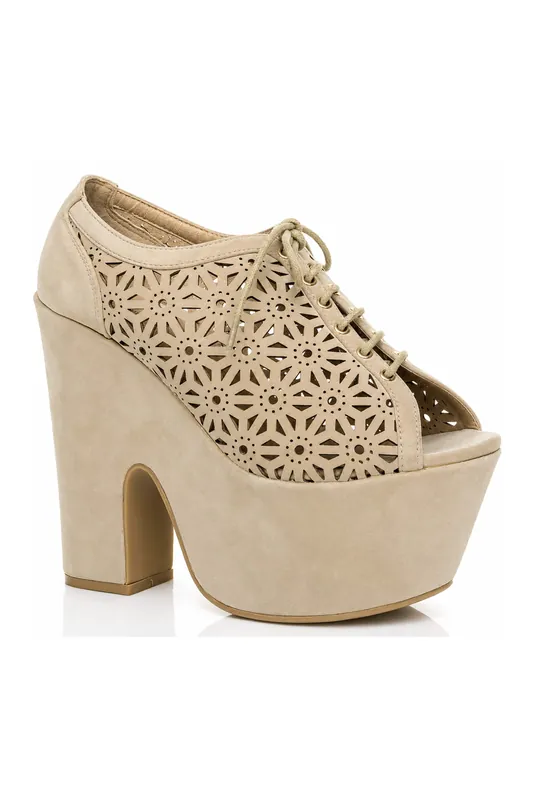 High Heel Extreme Platform Lace Up Court Shoes - AJVANI