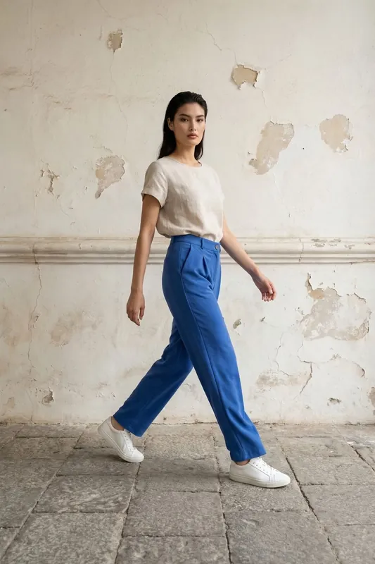 High-Waist Straight-Leg Crepe Trousers