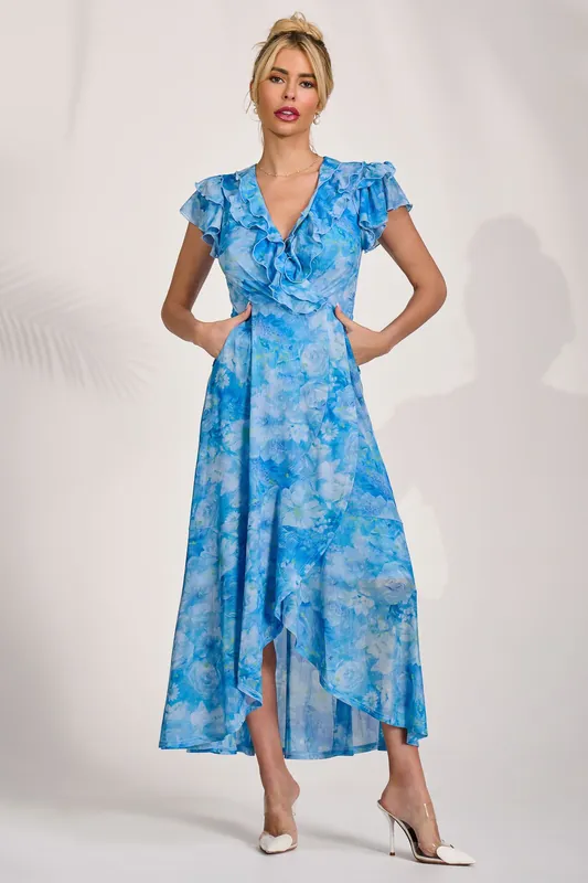 Ruffled Mesh Maxi Dress - Jolie Moi
