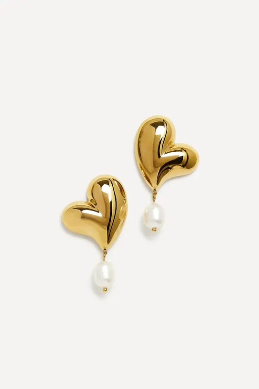 Heartfelt Gold Heart Stud Earrings - Linzi