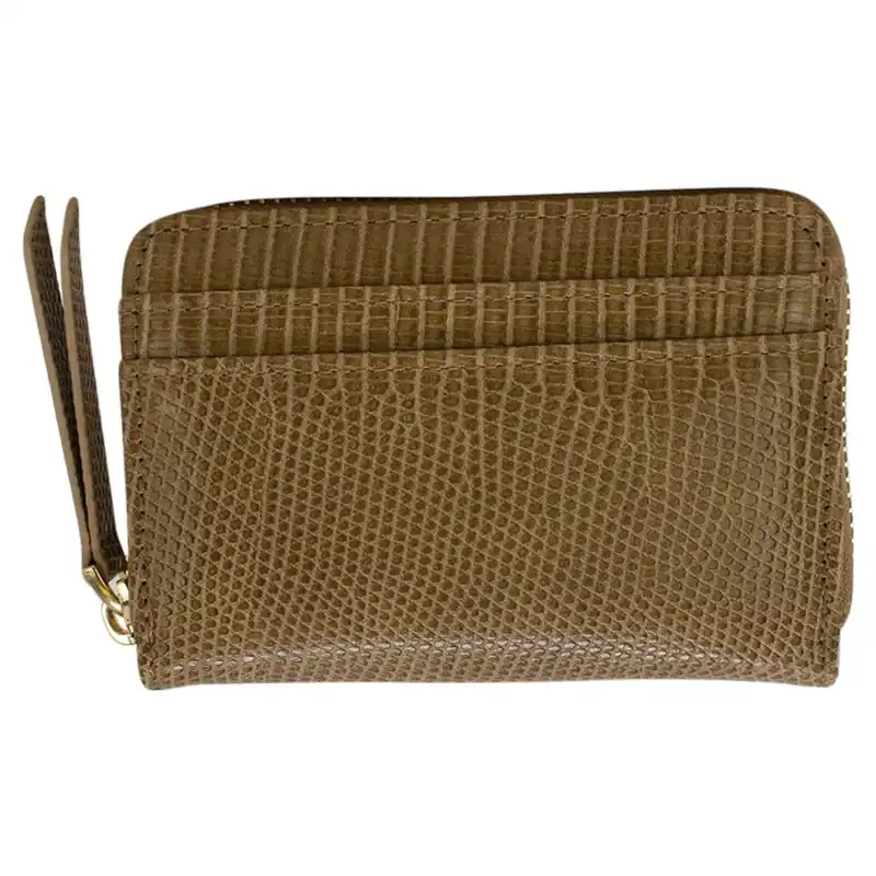 Small Snake Print Zipped Purse in Brown - SVNX