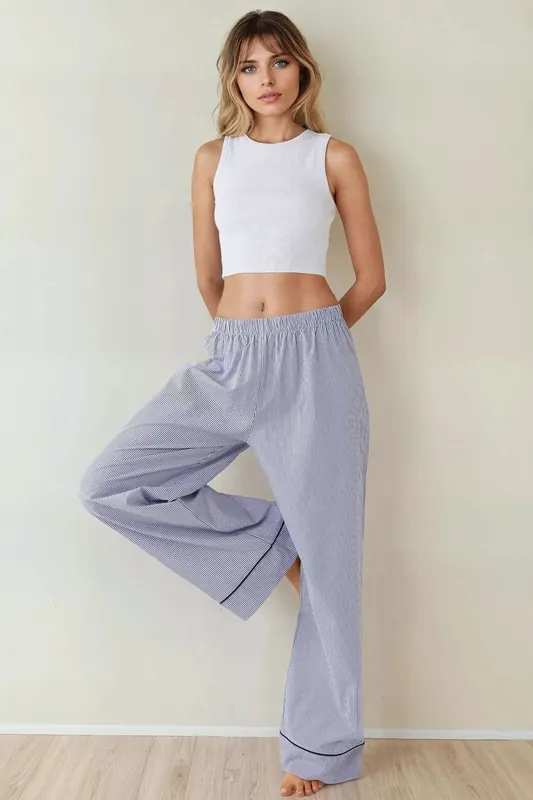 Striped Cotton Lounge Bottoms - Hiccup