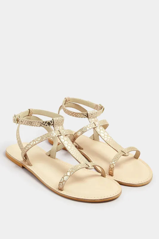 Leather Snake Strap Sandals - Long Tall Sally