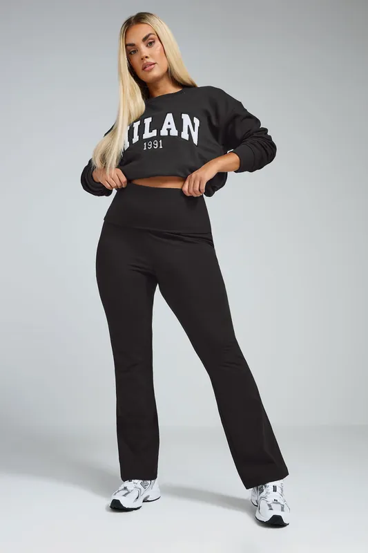 Fold Over Kick Flare Leggings - Yours