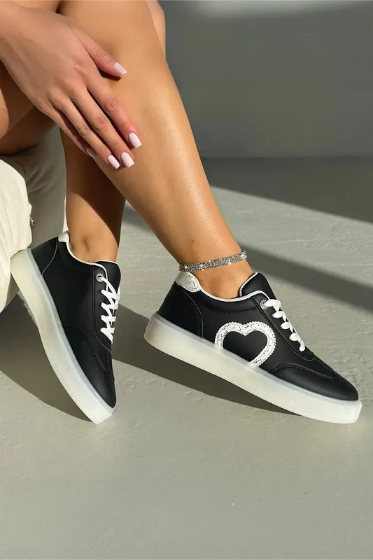 Crystal Cherish Heart Lace-Up Trainers