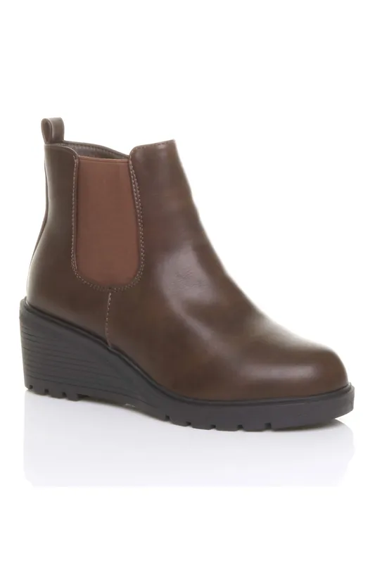 High Wedge Heel Ankle Chelsea Boots - AJVANI