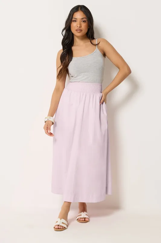 Petite Poplin Shirred Cotton Maxi Skirt - PixieGirl
