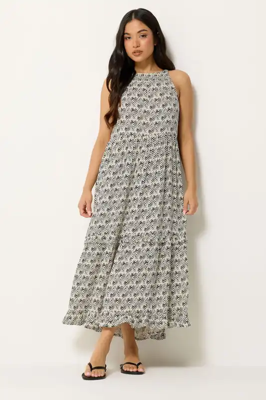 Petite Zig Zag Halter Neck Maxi Dress - PixieGirl