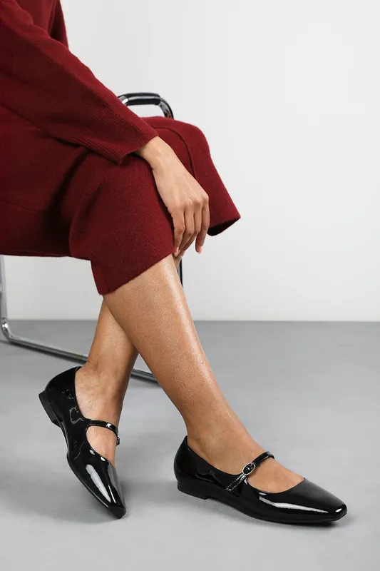 Jordan' Wide Fit Mary Jane Flats With Buckle Strap Suede - Where's That From