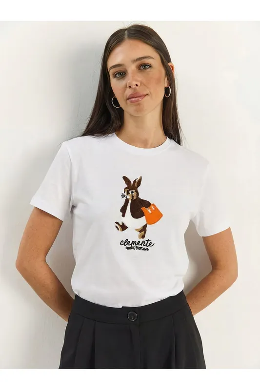 Embroidered Crew Neck T-Shirt