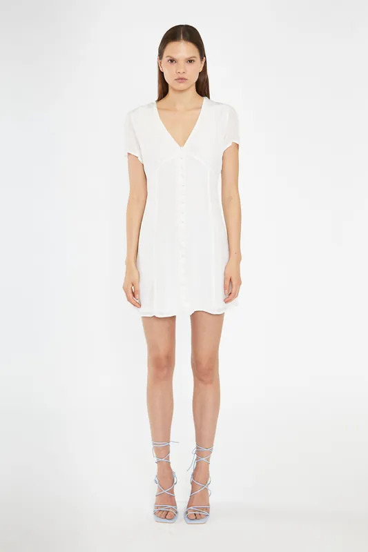 Button Front Mini Tea Dress - Shnoo