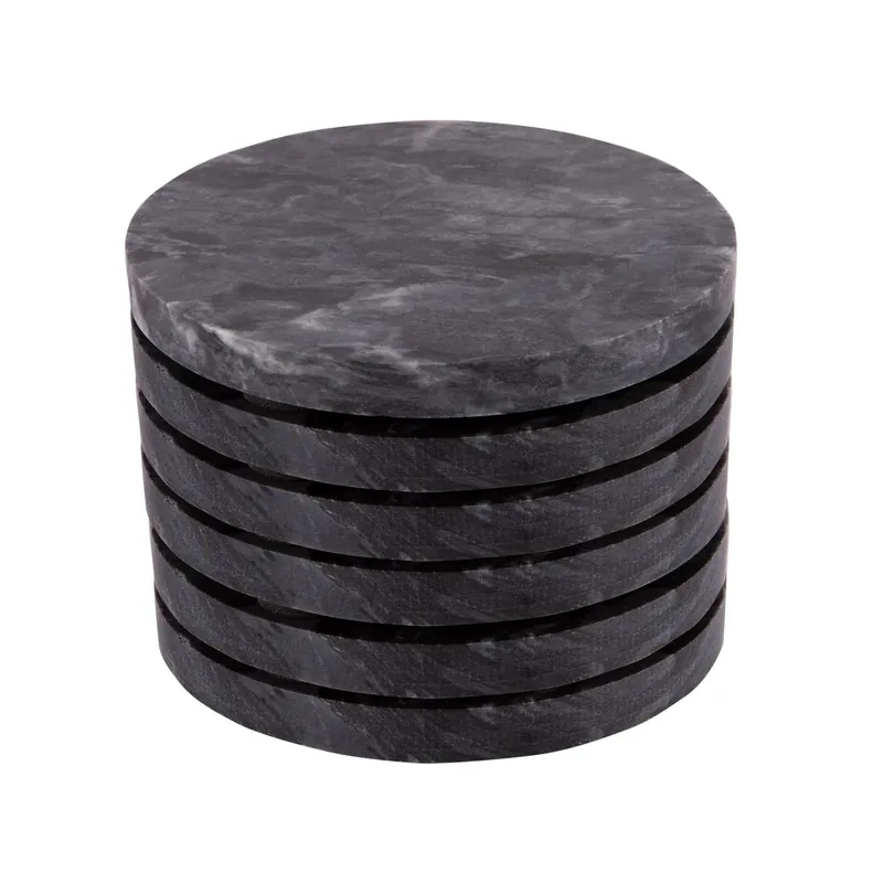 10cm Marble Coasters - Set of 6 Round Dining Table Drinks Coaster
