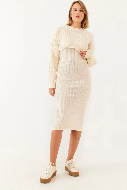 Ribbed Knit Co-Ord Set with Crew Neck