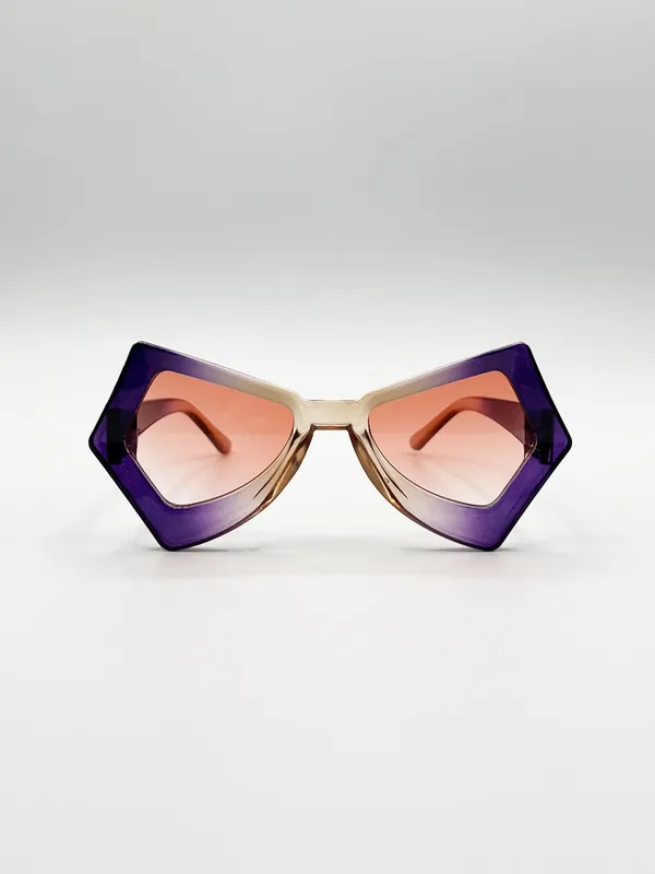 2 Tone Angular Sunglasses in Purple - SVNX