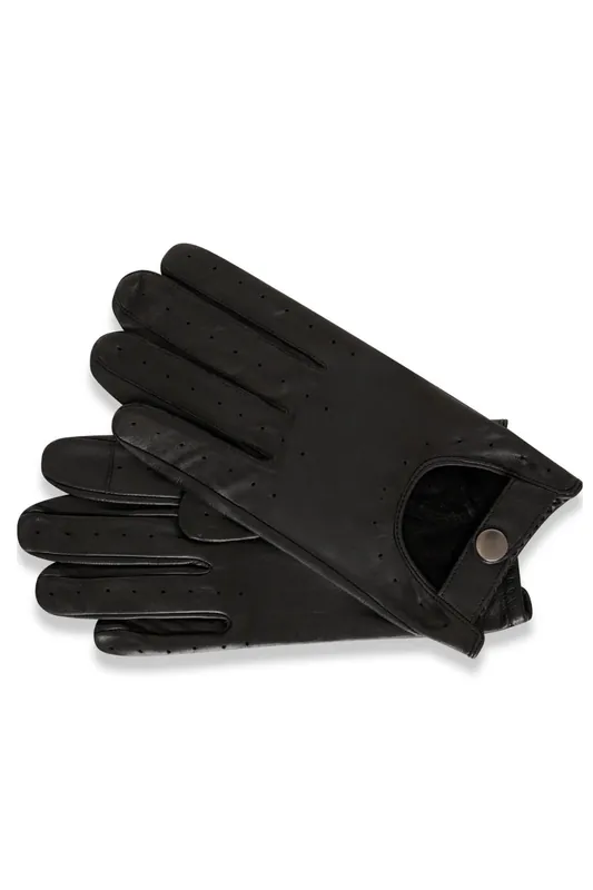 Black Leather Driving Gloves - Barneys Originals