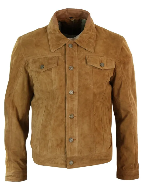 Vintage Denim Retro Suede Leather Jacket - TruClothing