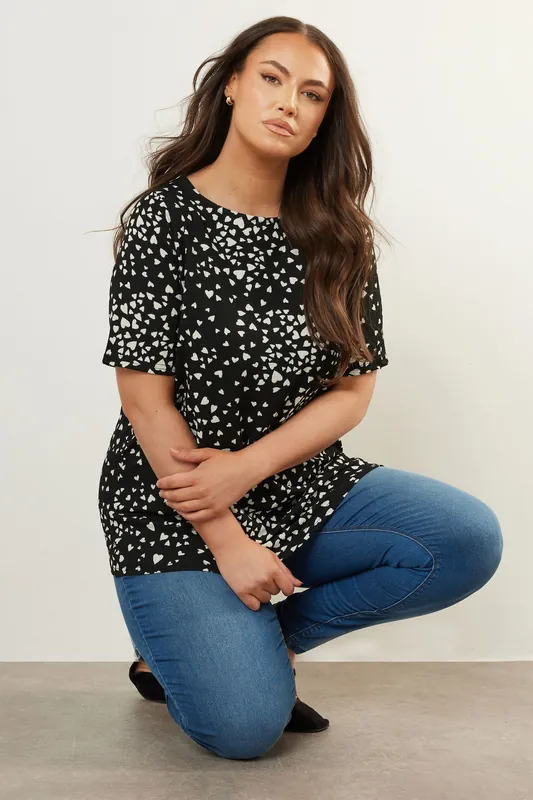 Heart Print Textured Top - Yours