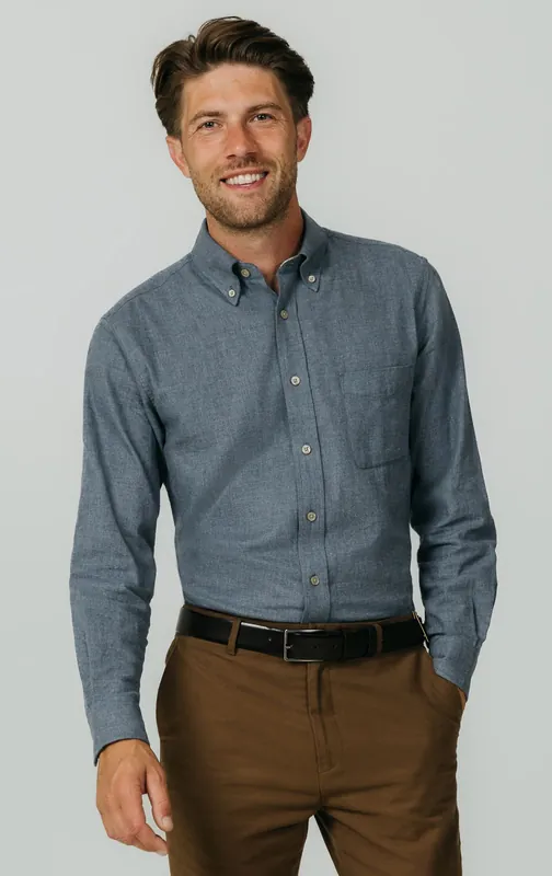 Blue Brushed Cotton Shirt - Dobell