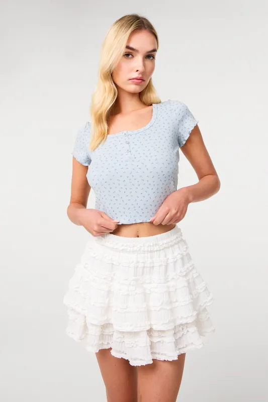 Blue Ditsy Print T-Shirt