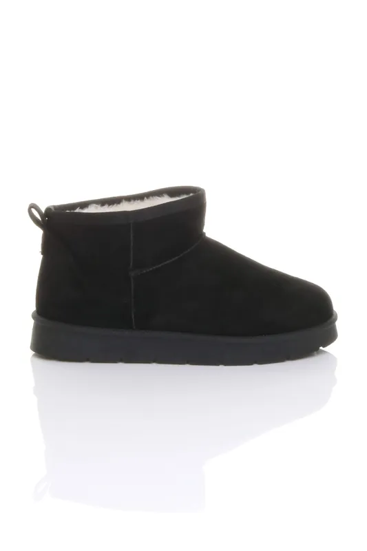 Faux Fur Lined Mini Ankle Boot Slippers - AJVANI