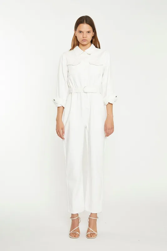 Belted Denim Boilersuit - Shnoo