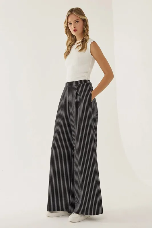 High Waist Striped Wide Leg Pants - Hiccup