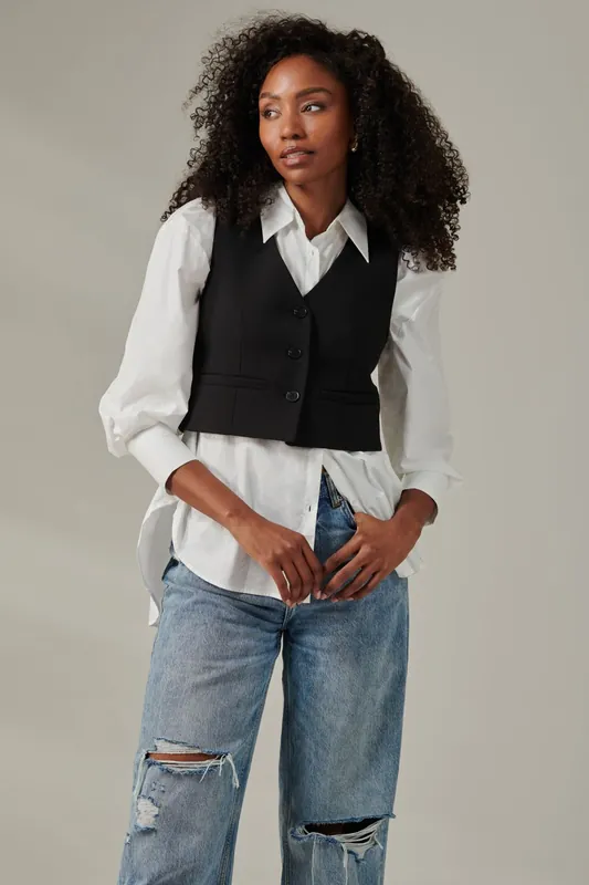 Plain Button Up Waistcoat - Jolie Moi