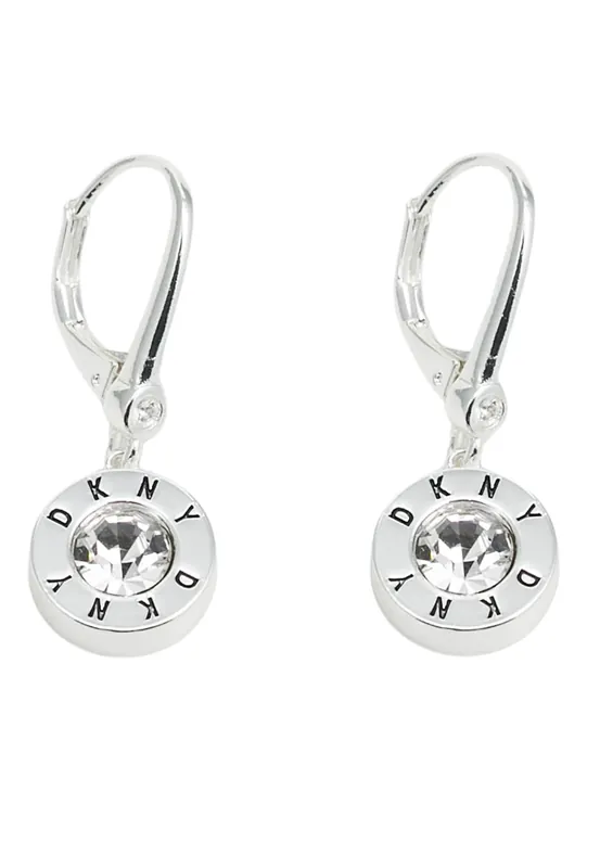 Logo Crystal Drop Earrings - Gold and Crystal