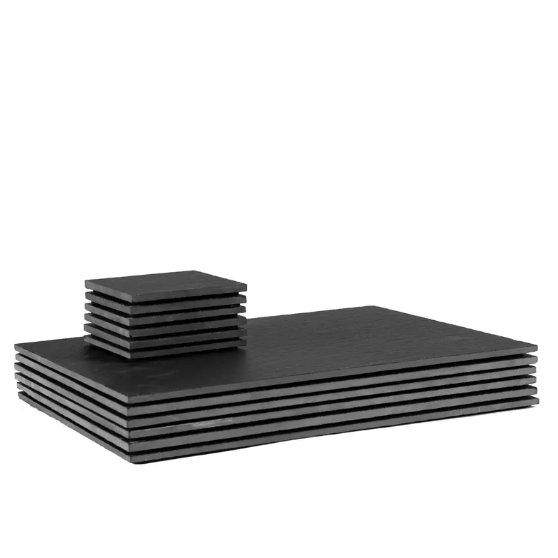 12pc Linea Rectangle Slate Placemats & Coasters Set - Stone Table Mats
