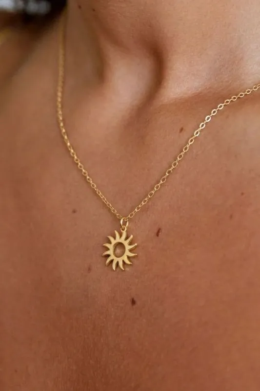 Gold Sun Pendant Necklace - Serla