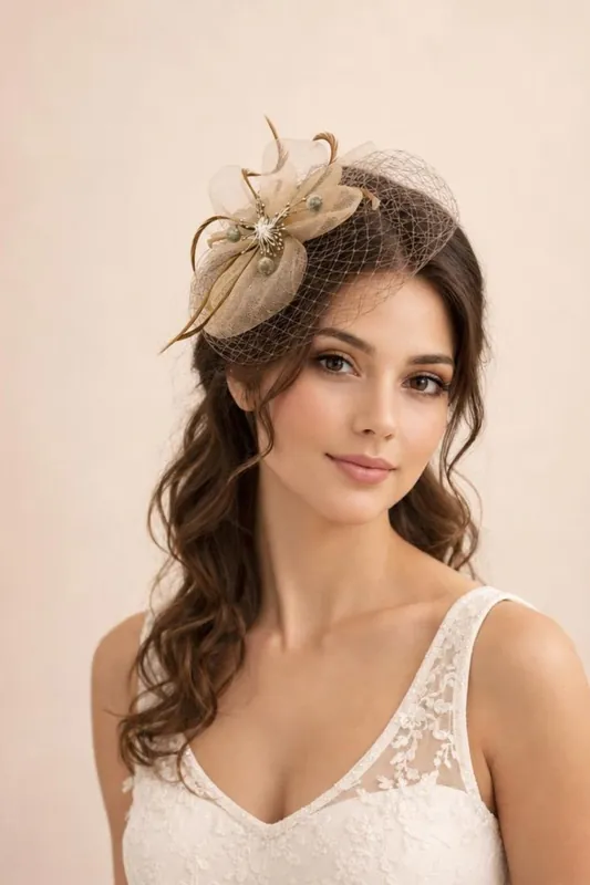 Feather Bloom Mesh Fascinator - SVNX