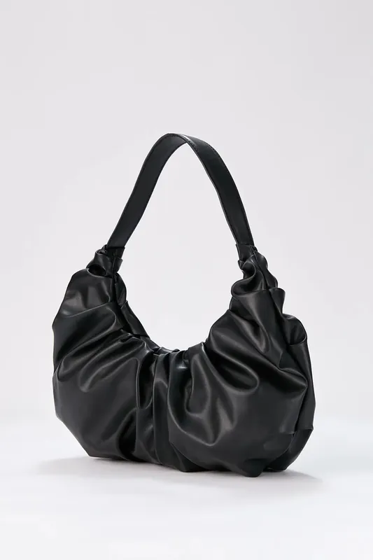 Pu Leather Pleated Shoulder Bag - Belissh