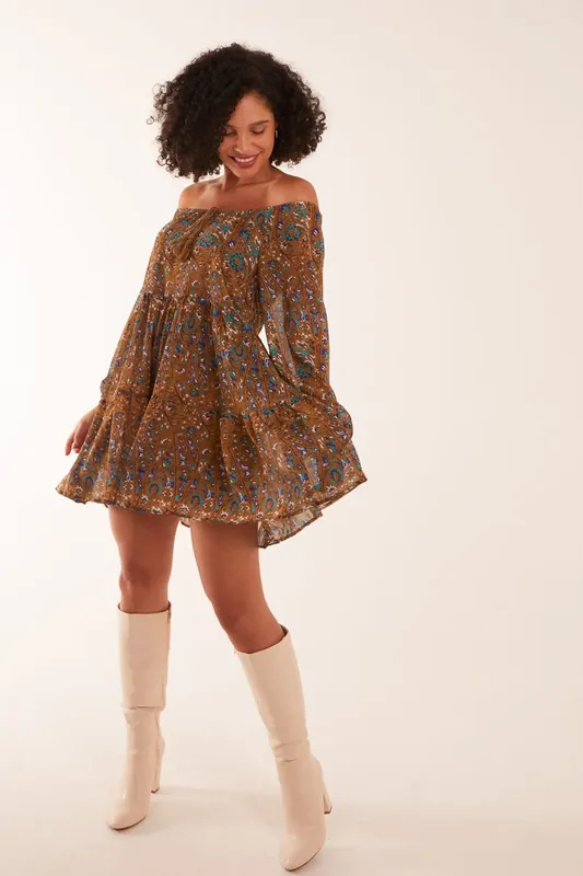 Scoop Neck Mini Trapeze Dress - Blue Vanilla