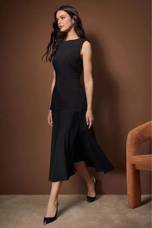 Stretch Woven Sleeveless Midi Dress - WOVCOR