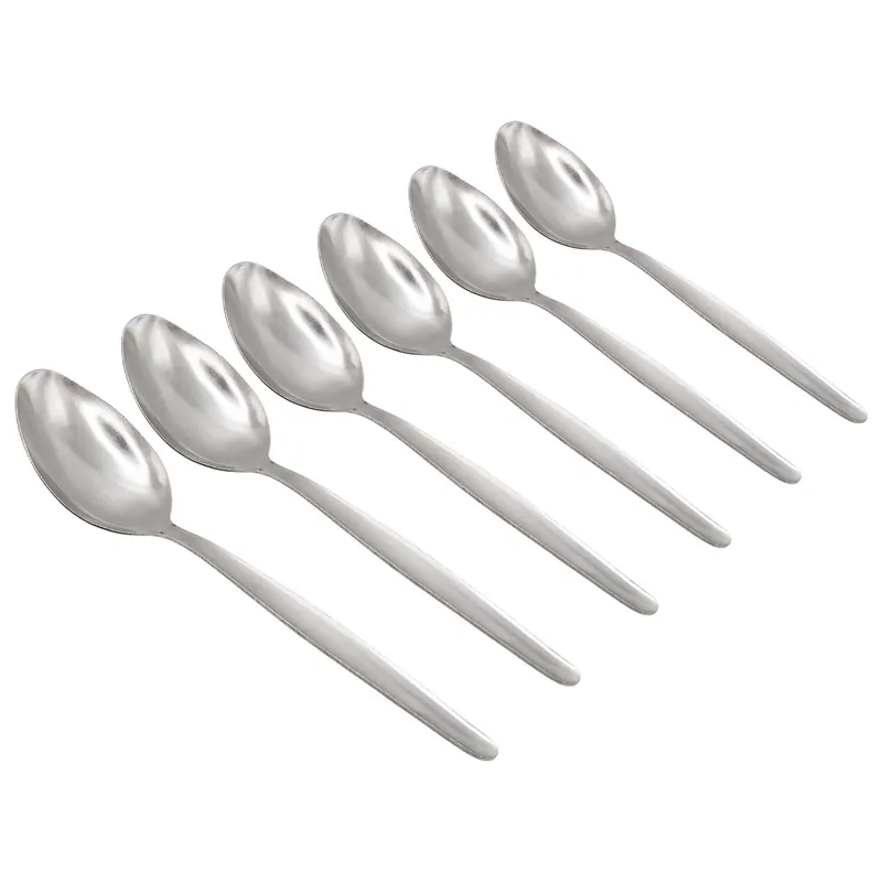 Economy Silver Dessert Spoons - 6x Durable Rust Resistant Flatware