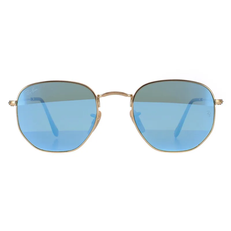 Square Gold Light Blue Gradient Mirror Hexagonal 3548N Sunglasses - Ray-Ban