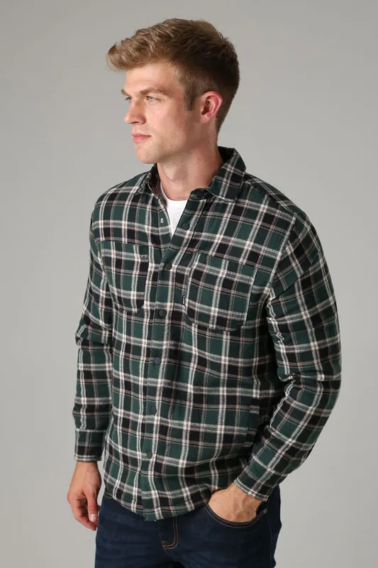 Checked Padded Shirt with Sherpa Lining - Tokyo Laundry