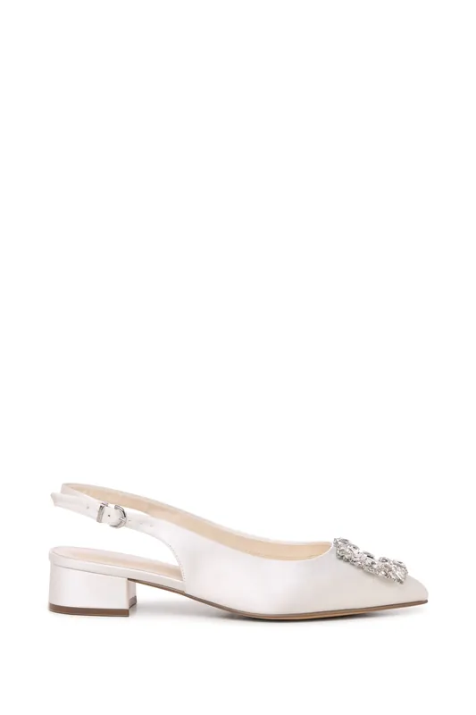Bejewled' Wide Fit Slingback Wedding Heels - Paradox London