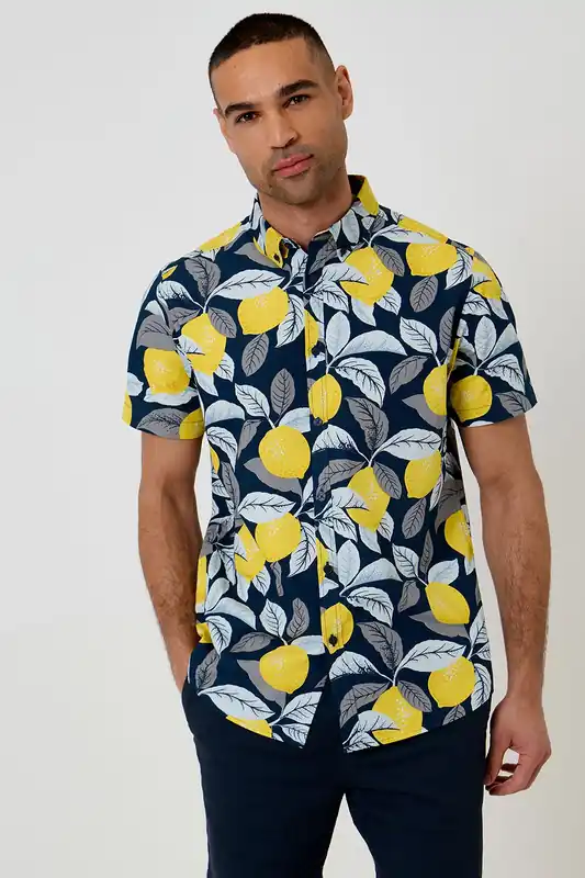 Lemon Print Cotton Short Sleeve Shirt - Threadbare