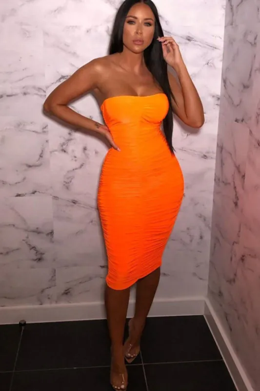 Strapless Ruched Midi Dress - Salma
