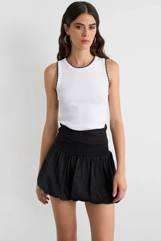 Contrast Detail Sleeveless Blouse with Blanket Stitch - Hiccup