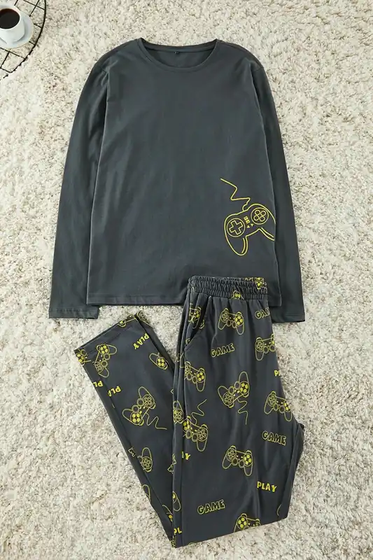 2 Piece Game Printed Regular Fit Knit Pyjama Set - WOVCOR