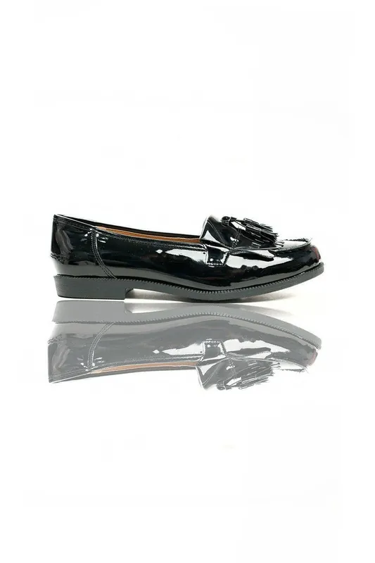 Liana Patent Tassel Brogue Flats - IKRUSH