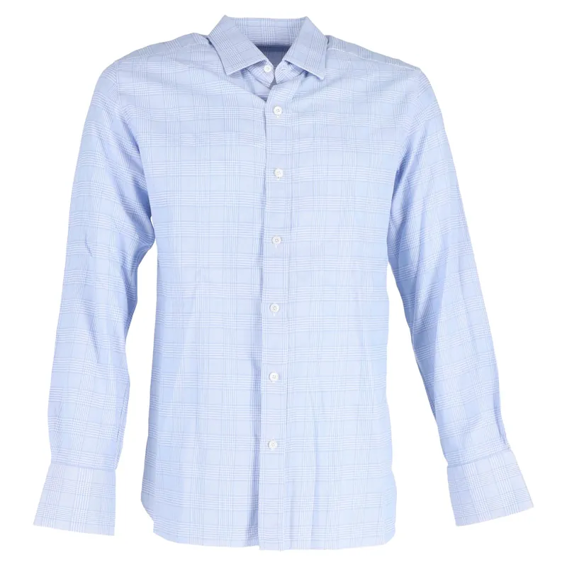 Preloved Plaid Buttoned Long Sleeve Shirt in Blue Cotton - Tom Ford