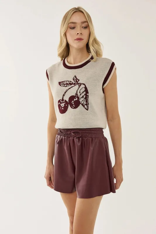 Faux Leather Elastic-Waisted Shorts